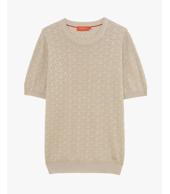 Knit T-shirt with raised pattern