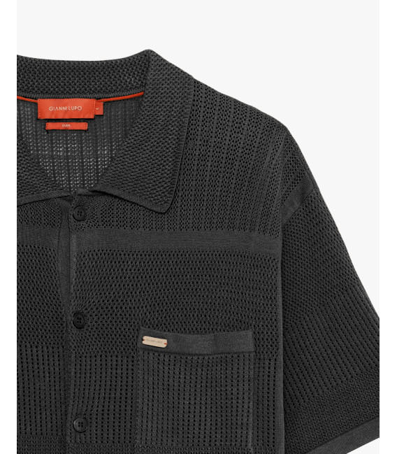 Camicia manica corta in maglia traforata