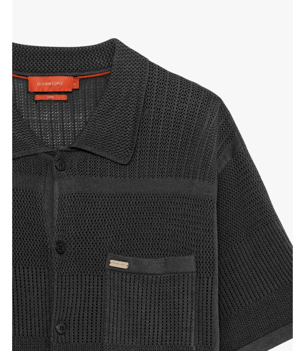 Camicia manica corta in maglia traforata