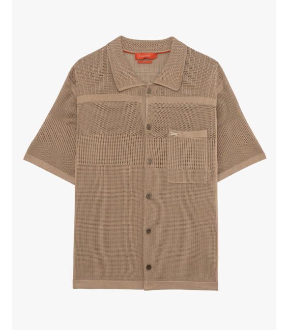 Camicia manica corta in maglia traforata