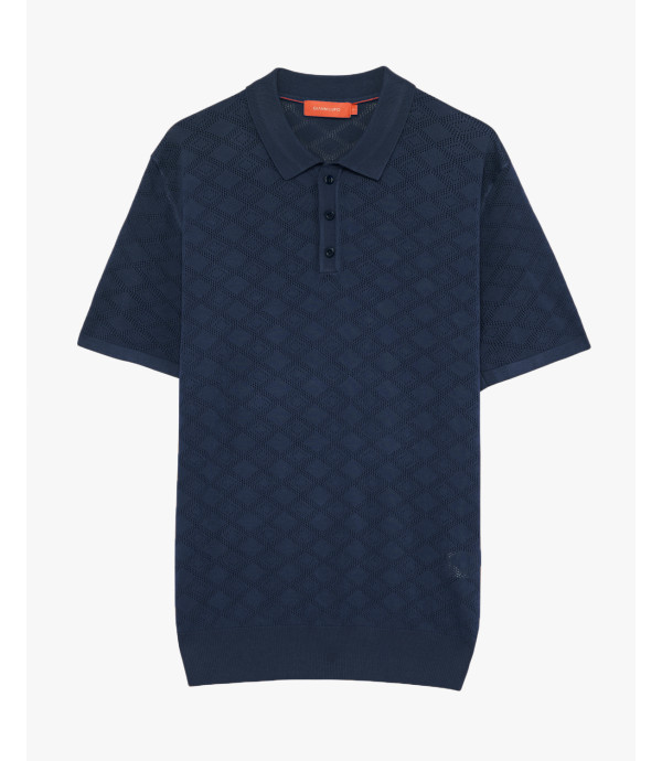 Openwork knit polo shirt