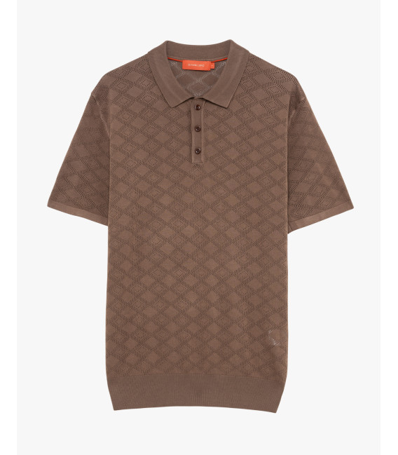 Openwork knit polo shirt