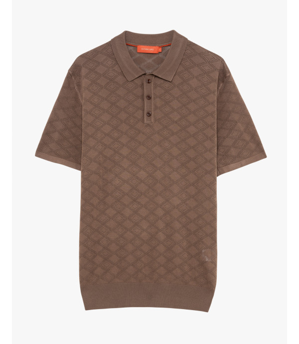 Openwork knit polo shirt