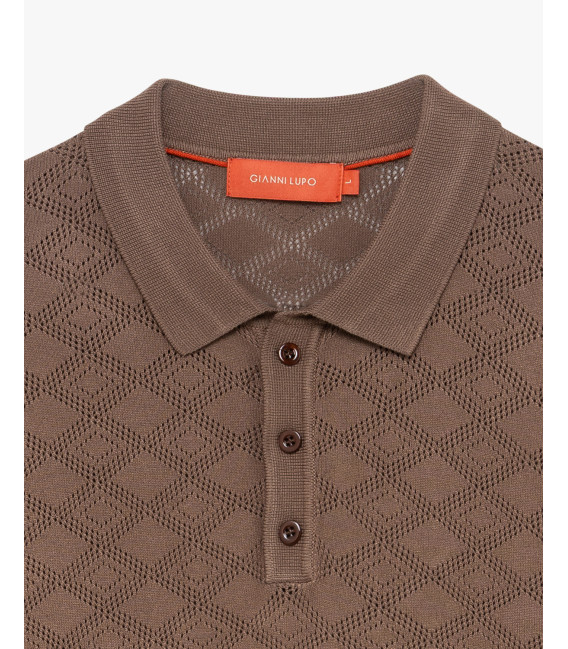 Openwork knit polo shirt