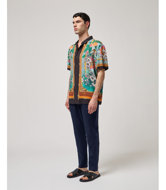 Pantaloni in lino con coulisse slim fit