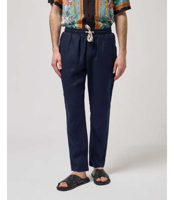 Pantaloni in lino con coulisse slim fit