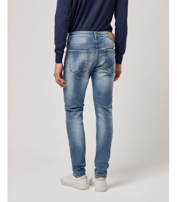Jeans KEVIN skinny fit medium wash con strappi