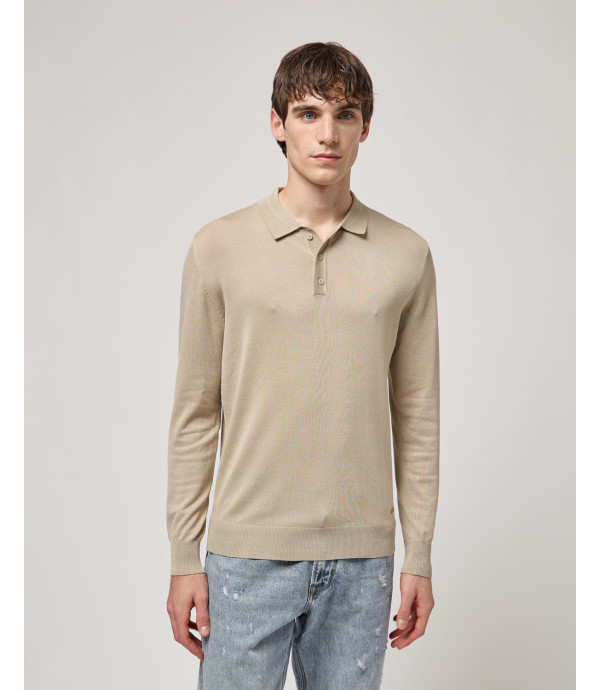 Relaxed fit long sleeves polo shirt
