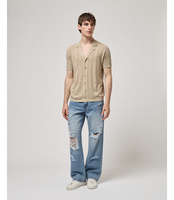 Camicia in maglia con trasparenze