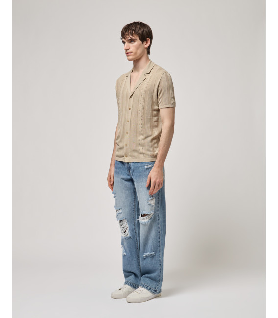 Camicia in maglia con trasparenze