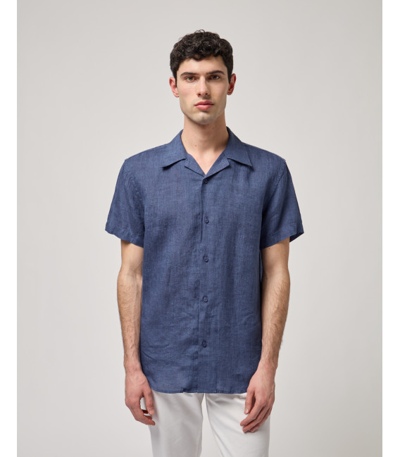 Camicia bowling in misto lino