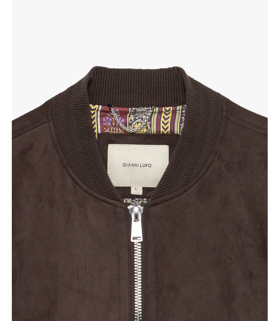 Faux-suede bomber jacket