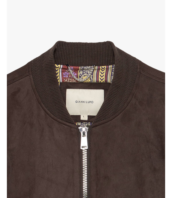 Faux-suede bomber jacket
