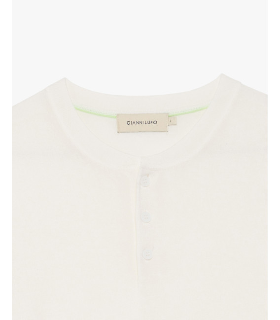 Knitted mandarin collar polo shirt