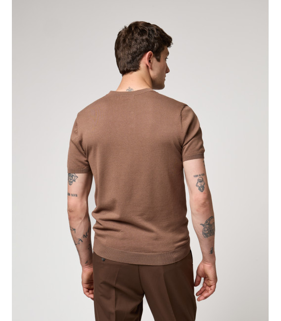 Knitted mandarin collar polo shirt