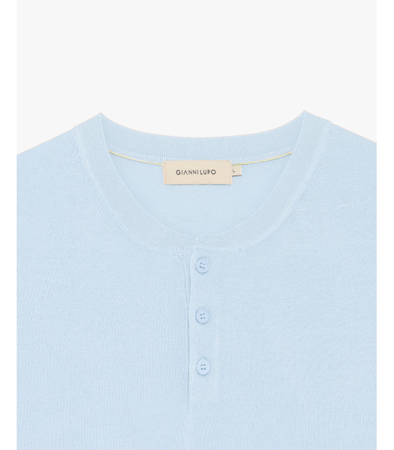 Knitted mandarin collar polo shirt