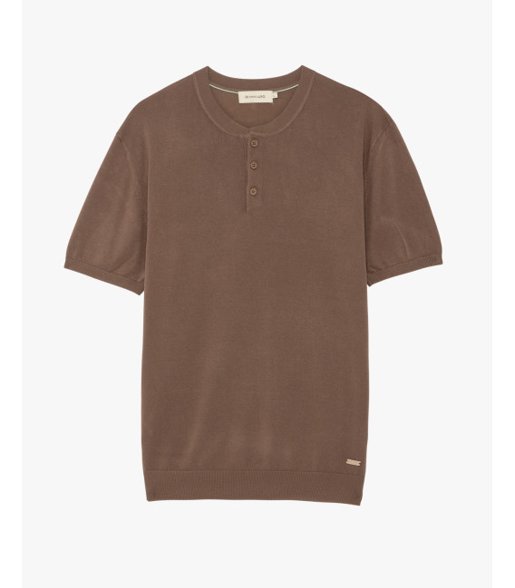 Knitted mandarin collar polo shirt