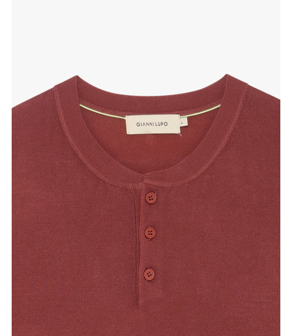 Knitted mandarin collar polo shirt