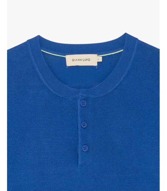 Knitted mandarin collar polo shirt