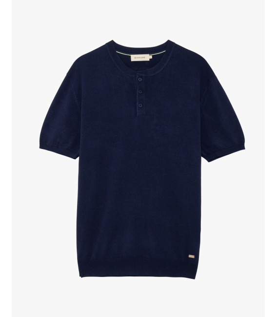 Knitted mandarin collar polo shirt