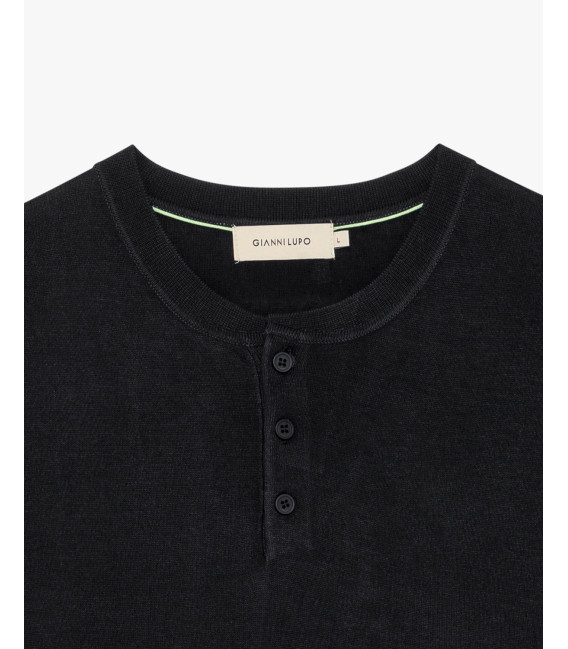 Knitted mandarin collar polo shirt