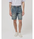 Denim bermuda shorts with used wash and destroyed details