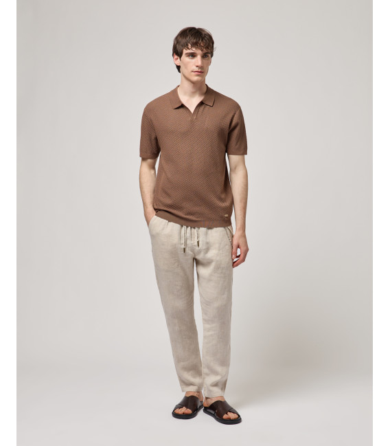 T-shirt polo in maglia con pattern in rilievo