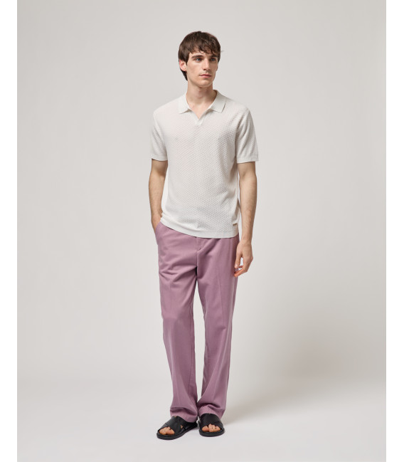 T-shirt polo in maglia con pattern in rilievo