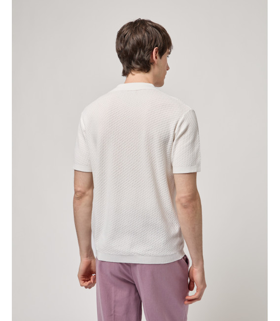 T-shirt polo in maglia con pattern in rilievo
