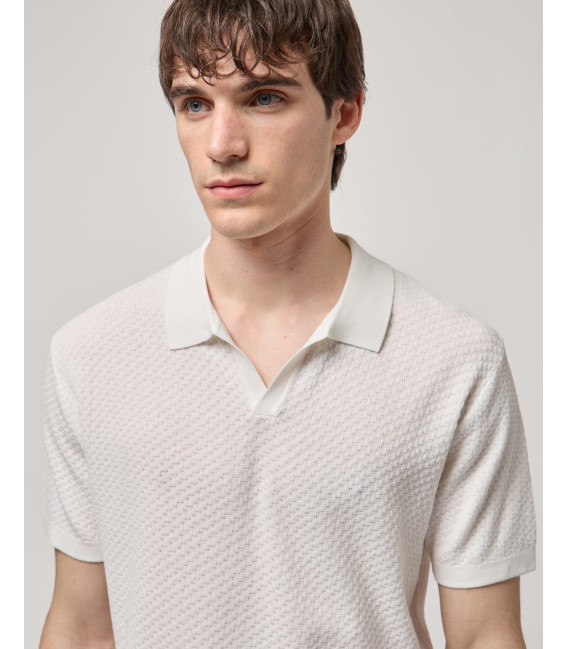 T-shirt polo in maglia con pattern in rilievo