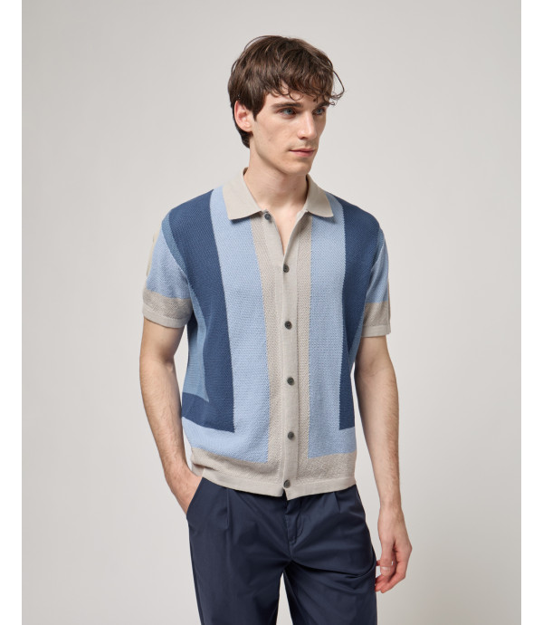 Short-sleeve knitted shirt