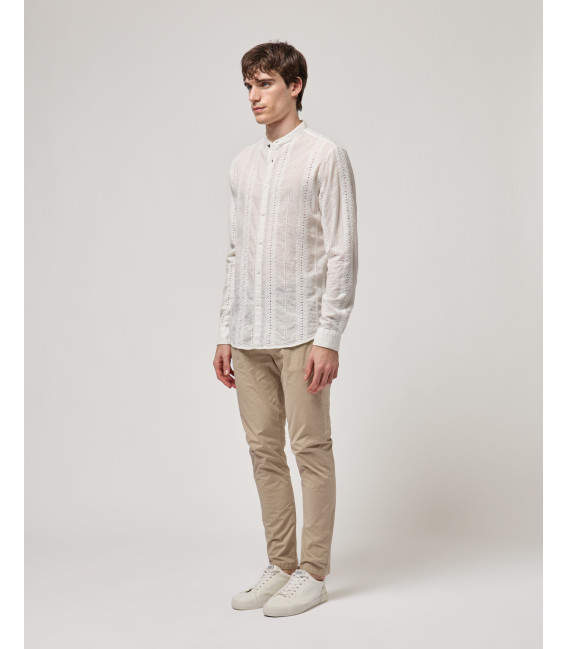 Camicia manica lunga in tessuto traforato