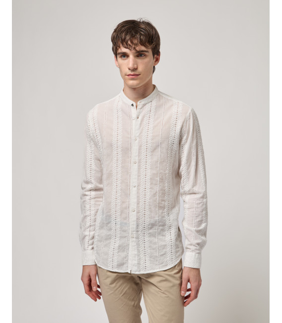 Camicia manica lunga in tessuto traforato