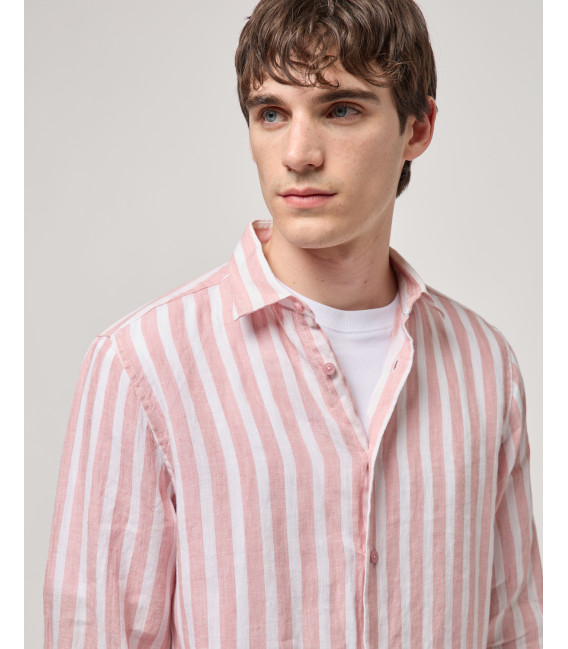 Camicia a righe in lino