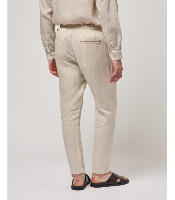 Pantaloni in lino con coulisse slim fit