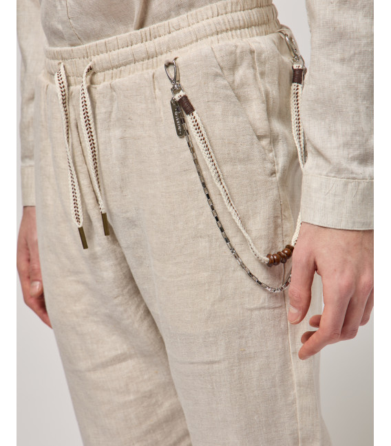 Pantaloni in lino con coulisse slim fit