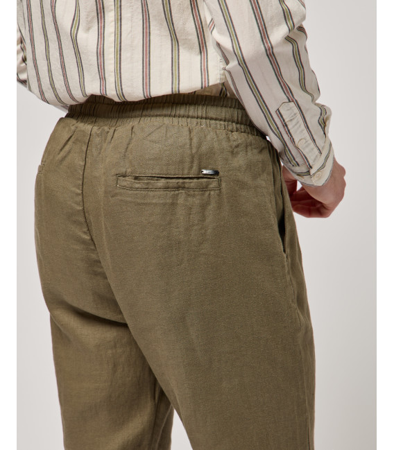 Pantaloni in lino con coulisse slim fit
