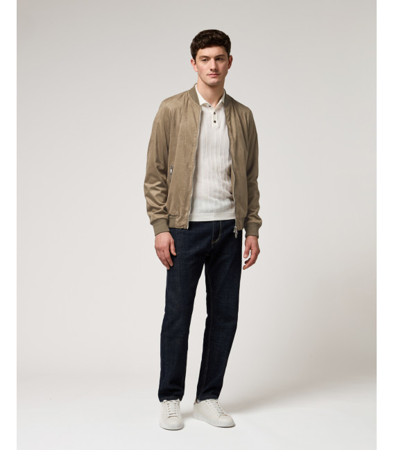 Giubbotto bomber effetto camoscio