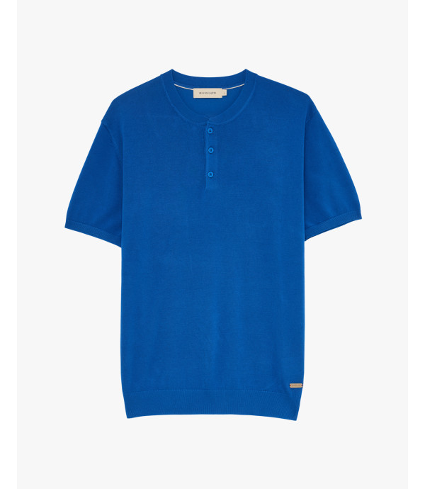 Knitted mandarin collar polo shirt