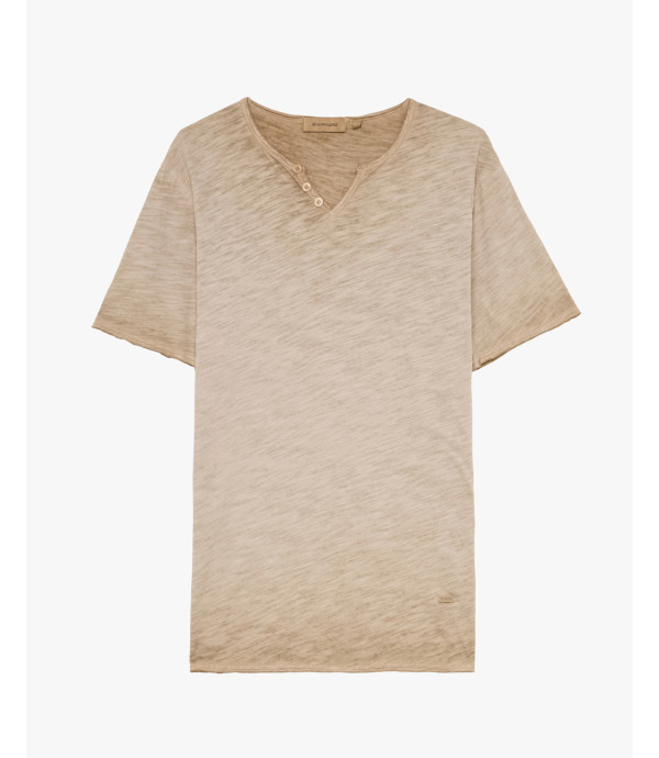 T-shirt collo marocchino con bottoni