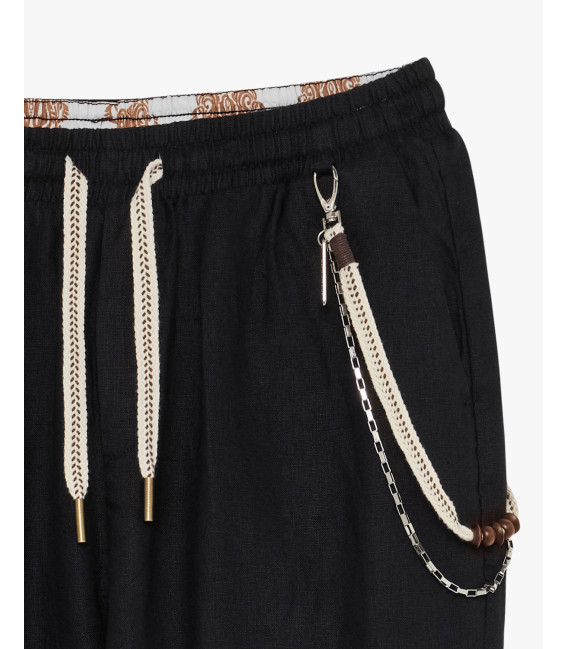 Pantaloni in lino con coulisse slim fit