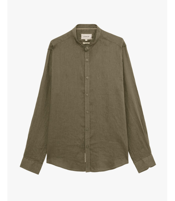 Mandarin collar linen shirt