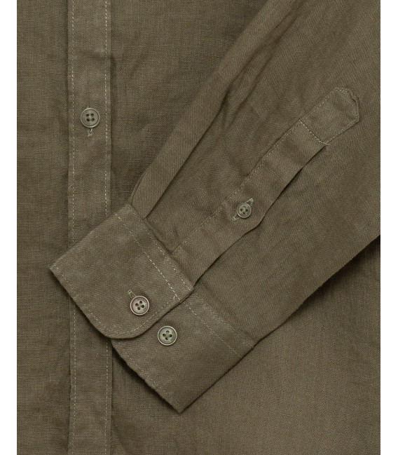 Mandarin collar linen shirt