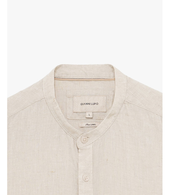 Camicia coreana a maniche corte in lino