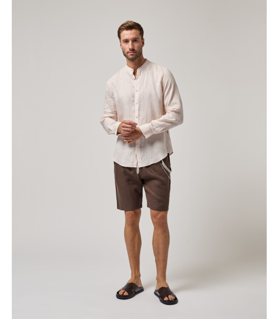 Mandarin collar linen shirt