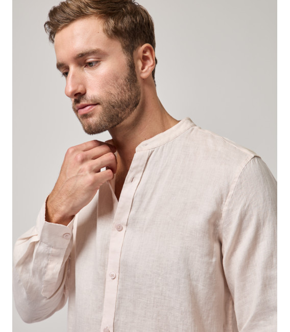 Mandarin collar linen shirt
