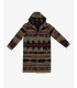 Ethnic print oversized long coat with hood