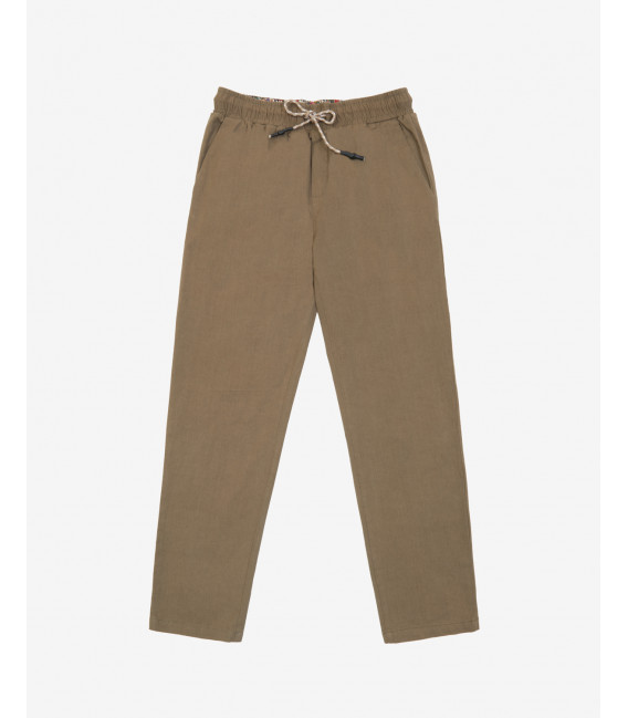 Drawstring trousers in cotton linen mix