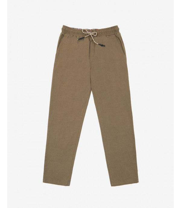 Drawstring trousers in cotton linen mix