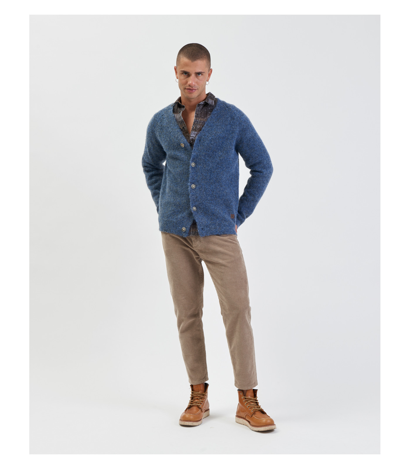 Camicia in velluto a coste stampa bandana Gianni Lupo
